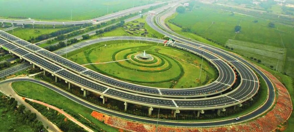 Yamuna express highway aerial view showing modern road connectivity in NCR region