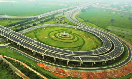 Yamuna express highway aerial view showing modern road connectivity in NCR region